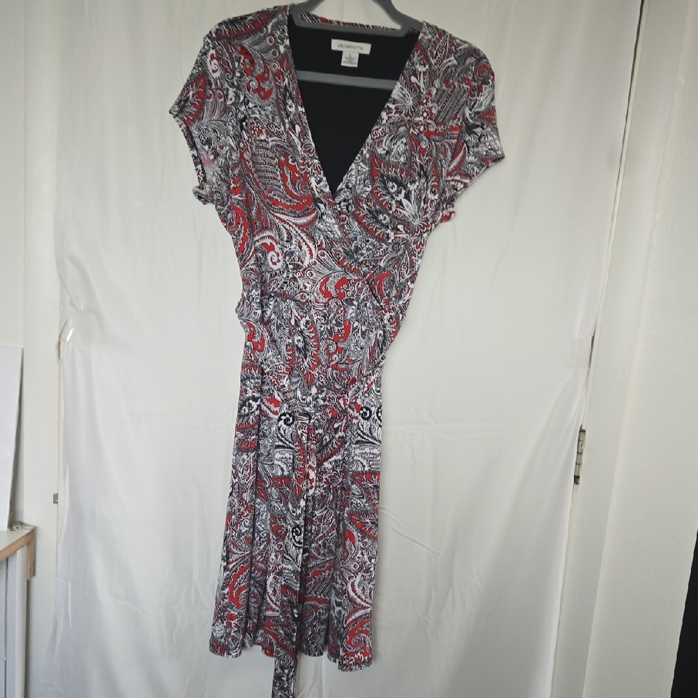 Paisley Wrap Dress in Red and Black
